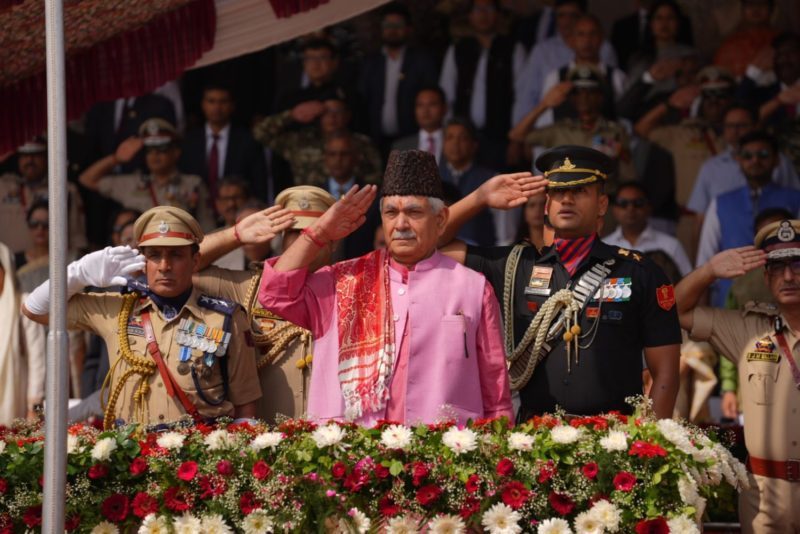 Manoj Sinha hoists national flag of India.